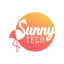 Logo of Sunny Tech (a flamingo in front of a su)